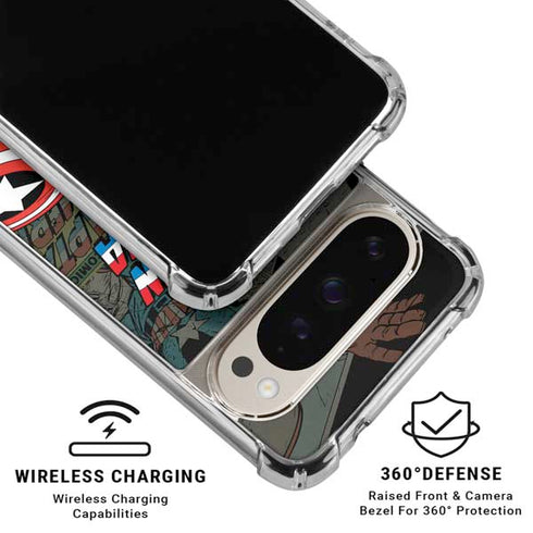 Marvel Classic Comics Captain America Vintage Google Pixel 9/9 Pro Clear Case